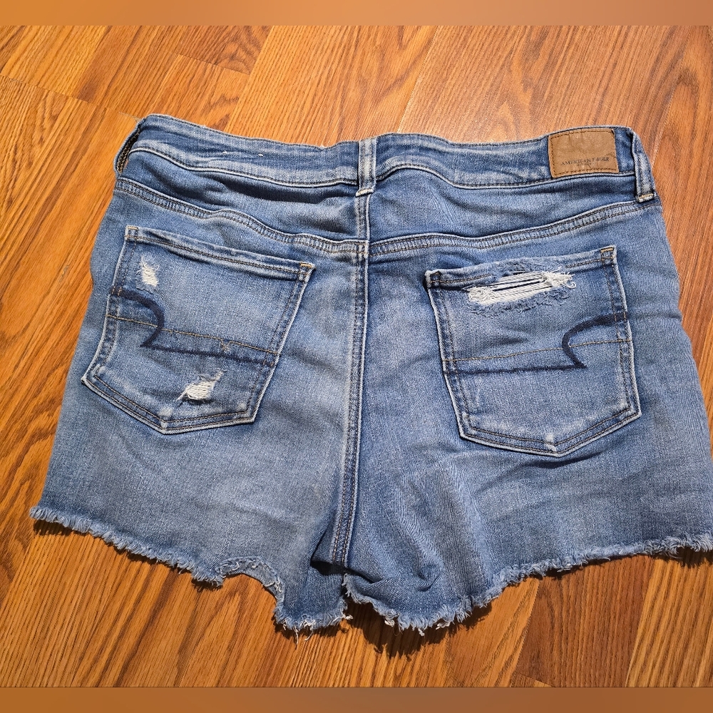 American Eagle Outfitters Ripped Blue Jean Shorts - Picture 2 of 5